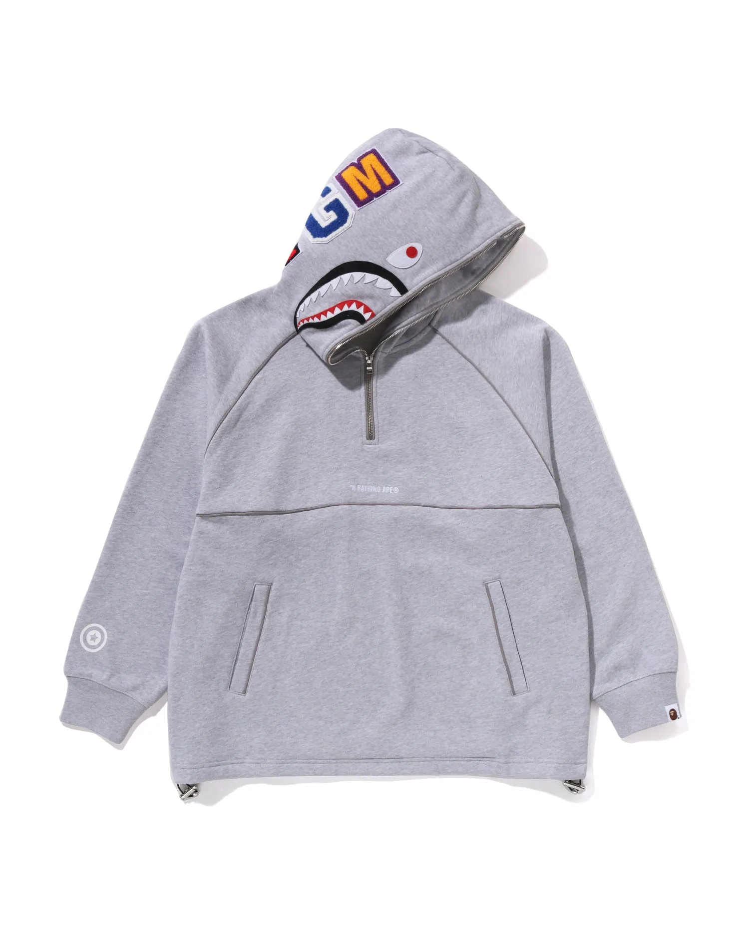 Shark Logo Half Zip Relaxed Fit Pullover Hoodie