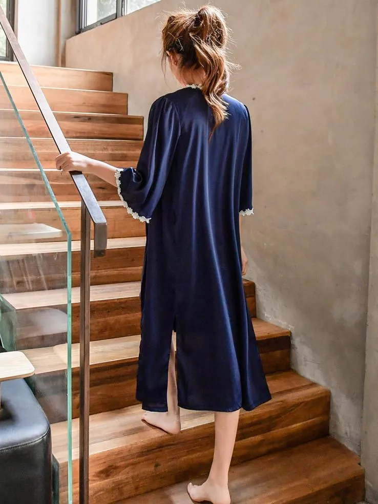 Silky Chemise with Lingerie Robe
