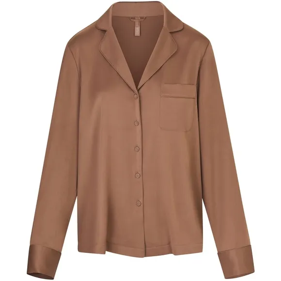 Skims Silk Button Up Shirt