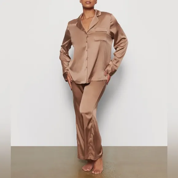 Skims Silk Button Up Shirt