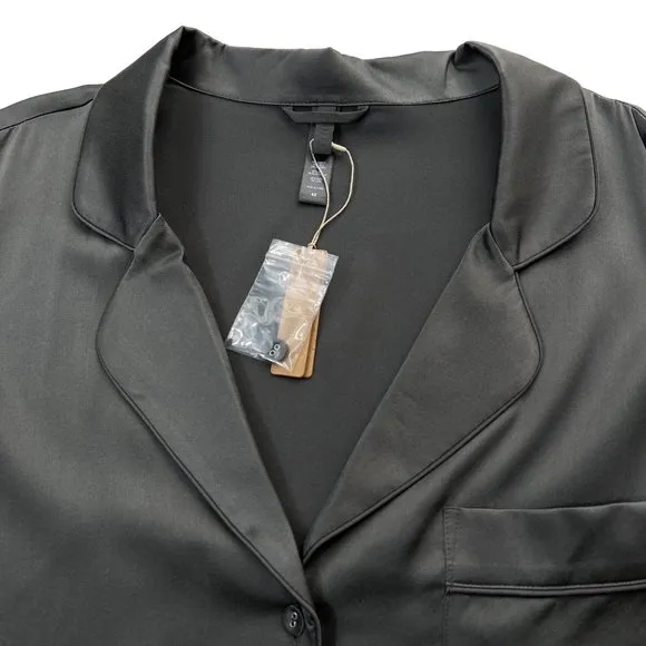SKIMS Silk Pajama Top Button Front Gunmetal Womens 4X