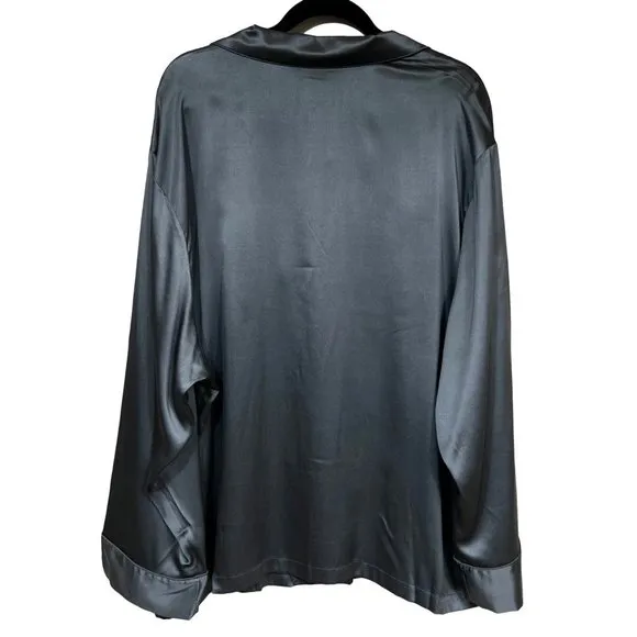 SKIMS Silk Pajama Top Button Front Gunmetal Womens 4X