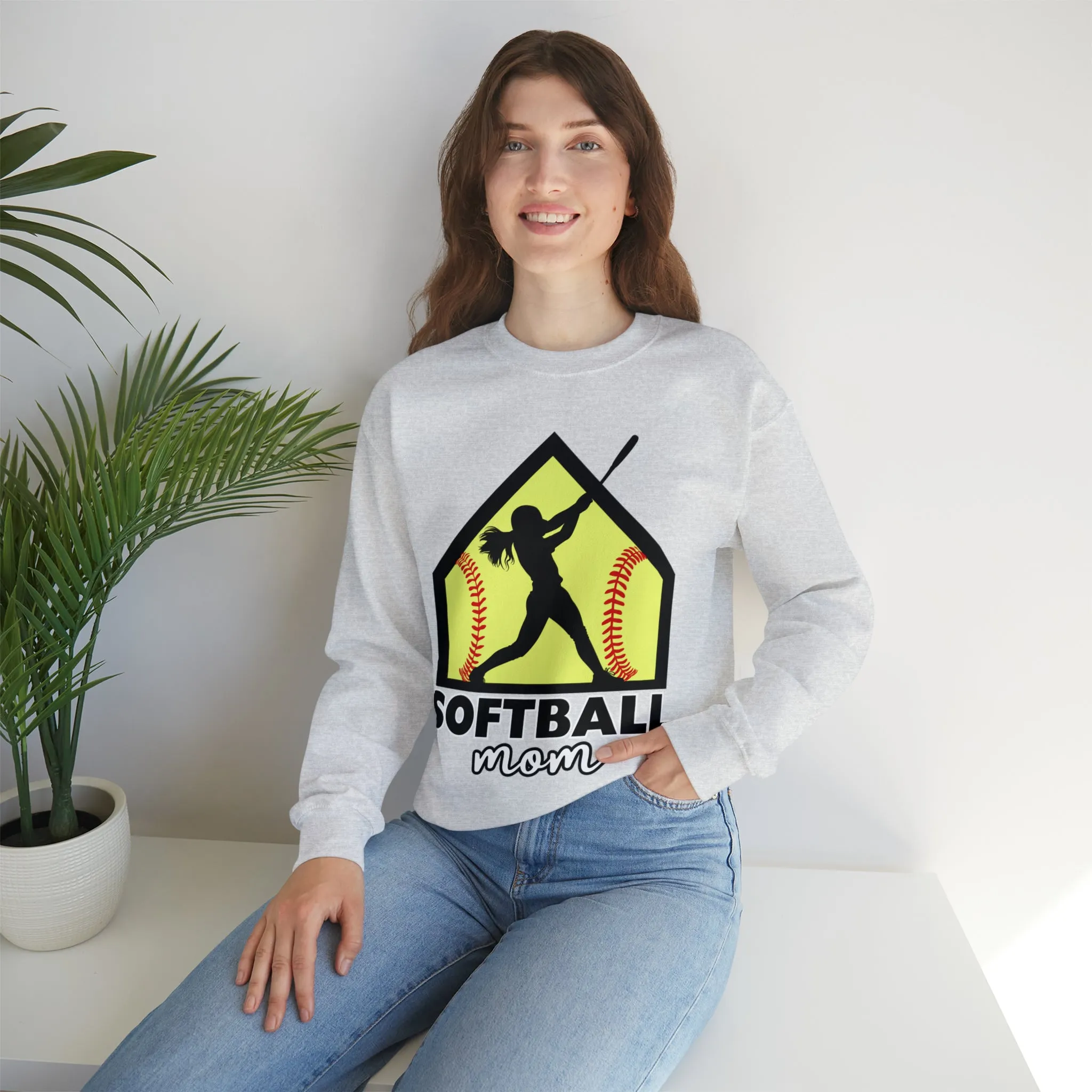 Softball Mom with base Crewneck Sweatshirt