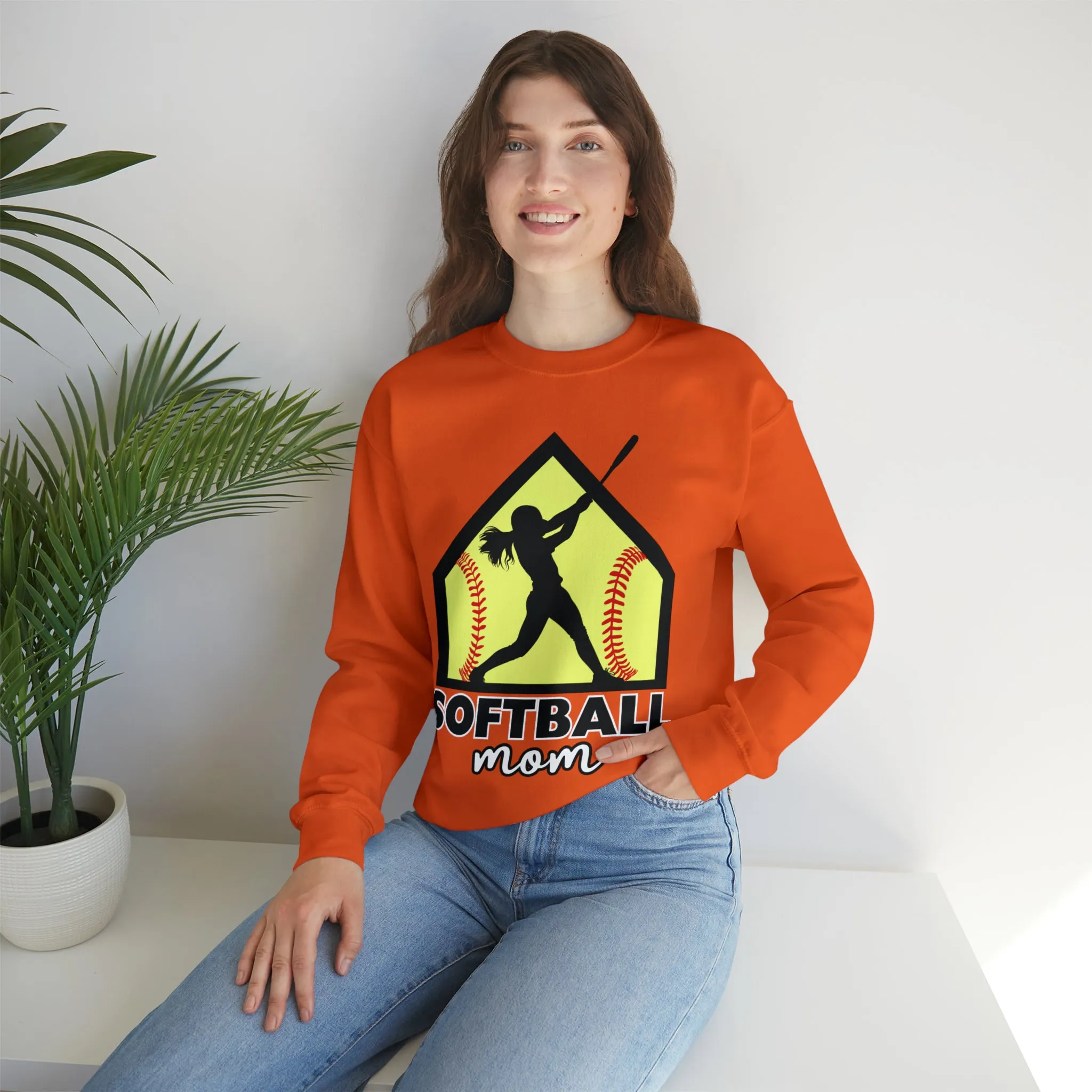 Softball Mom with base Crewneck Sweatshirt