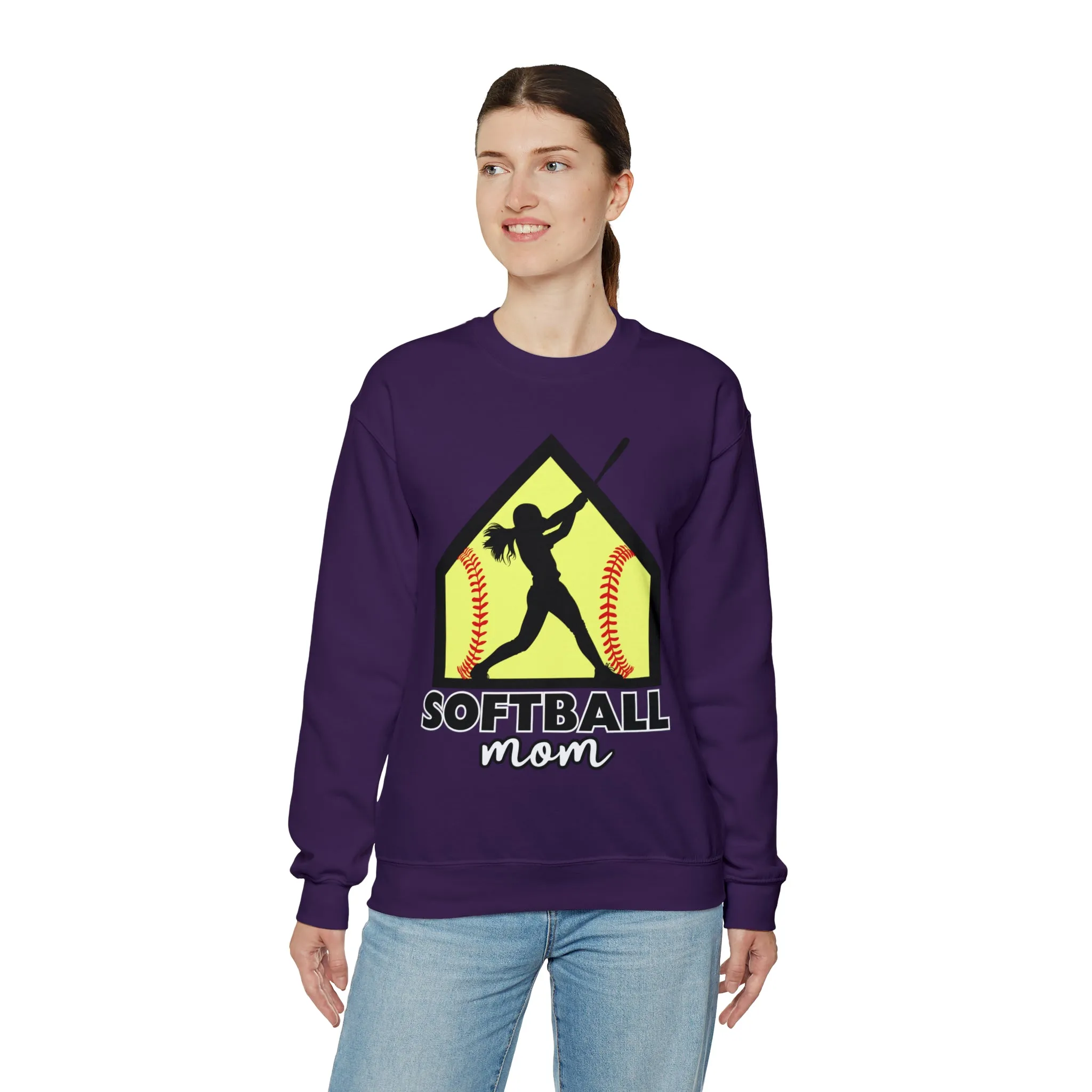 Softball Mom with base Crewneck Sweatshirt