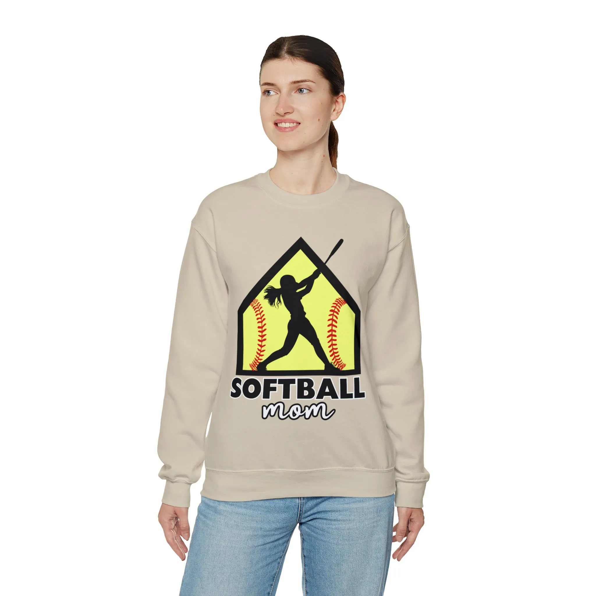 Softball Mom with base Crewneck Sweatshirt