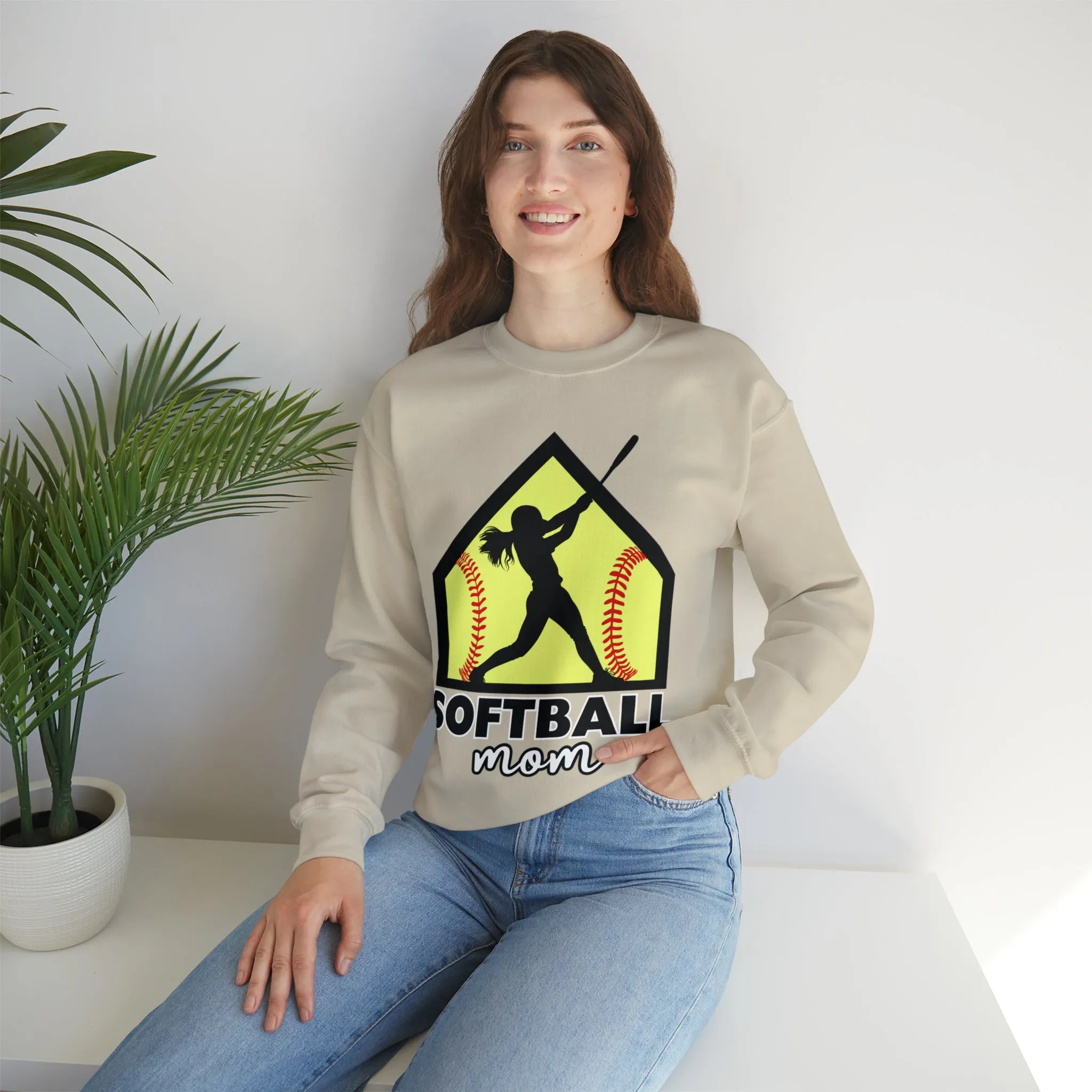 Softball Mom with base Crewneck Sweatshirt