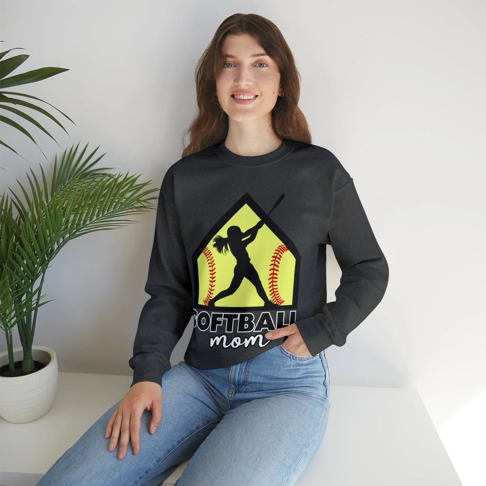 Softball Mom with base Crewneck Sweatshirt