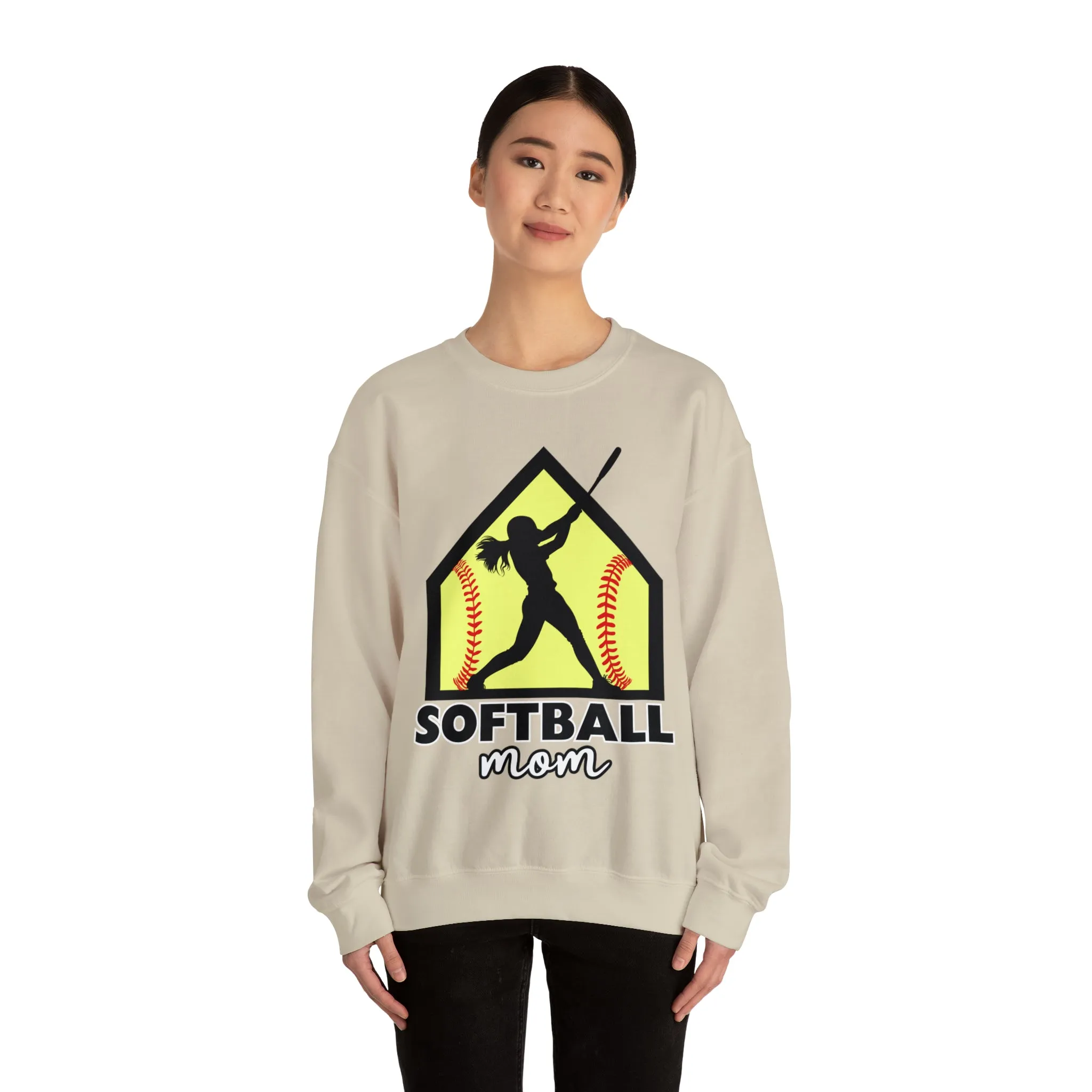 Softball Mom with base Crewneck Sweatshirt