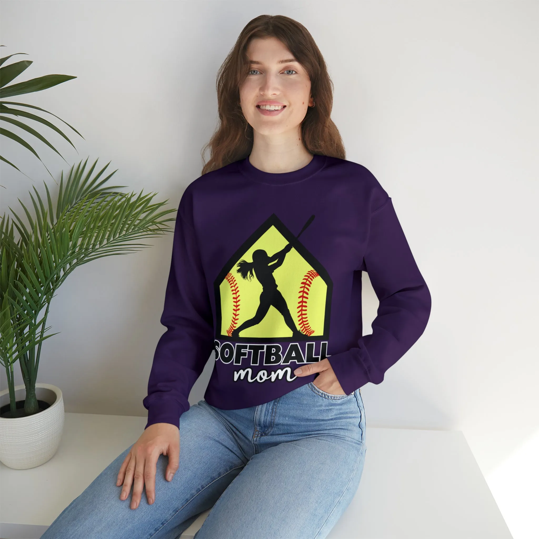 Softball Mom with base Crewneck Sweatshirt