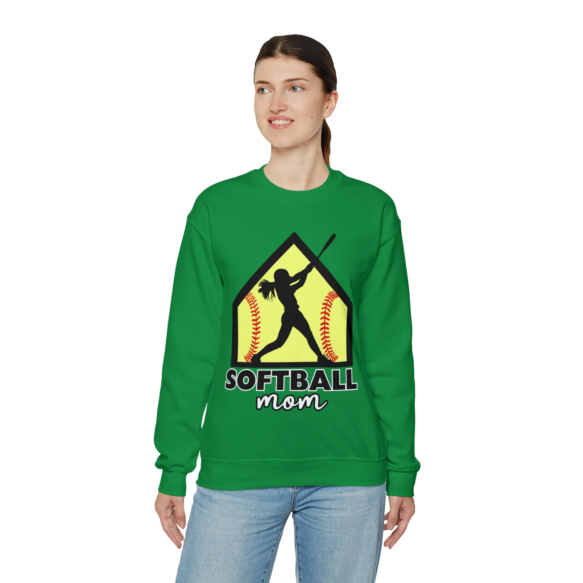 Softball Mom with base Crewneck Sweatshirt