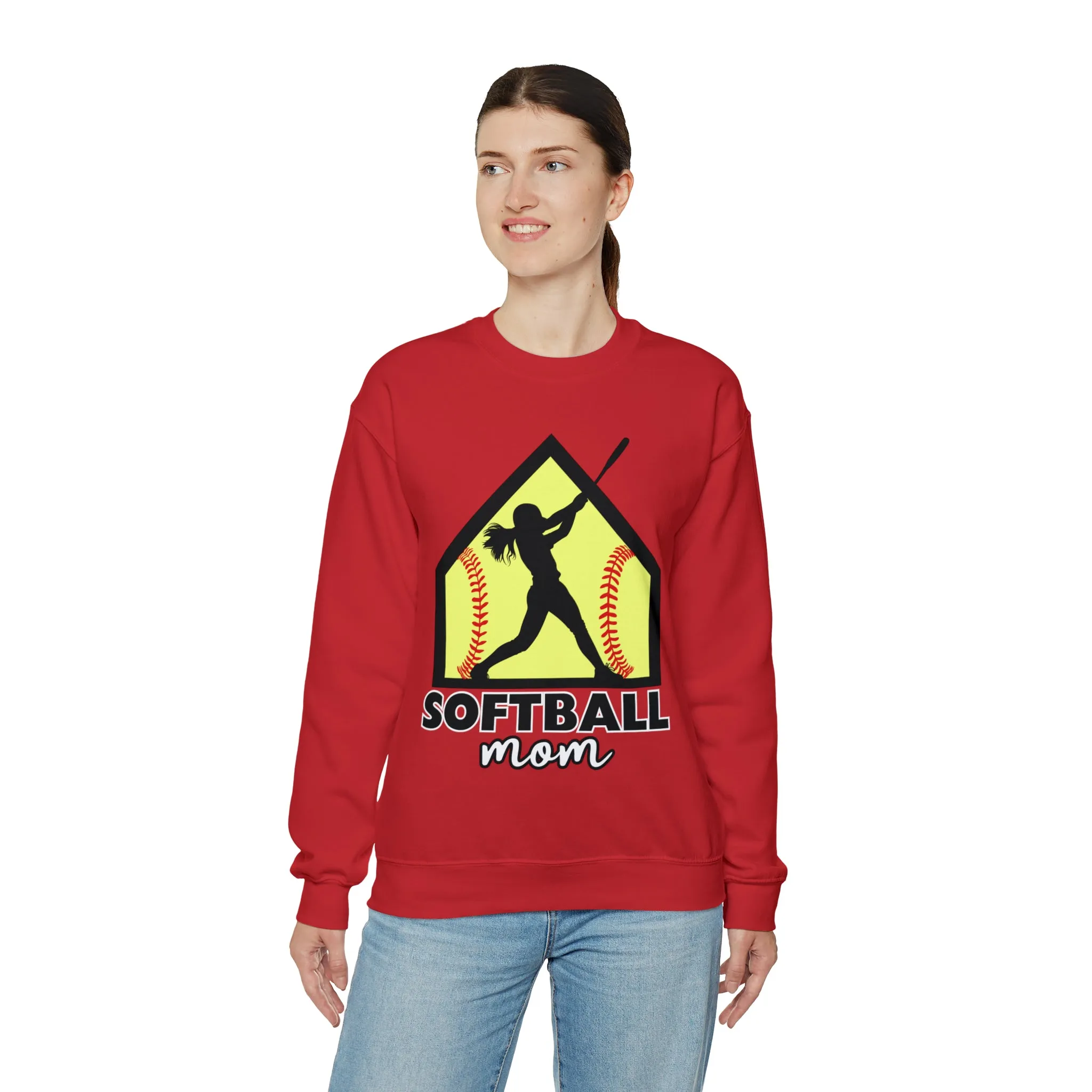 Softball Mom with base Crewneck Sweatshirt