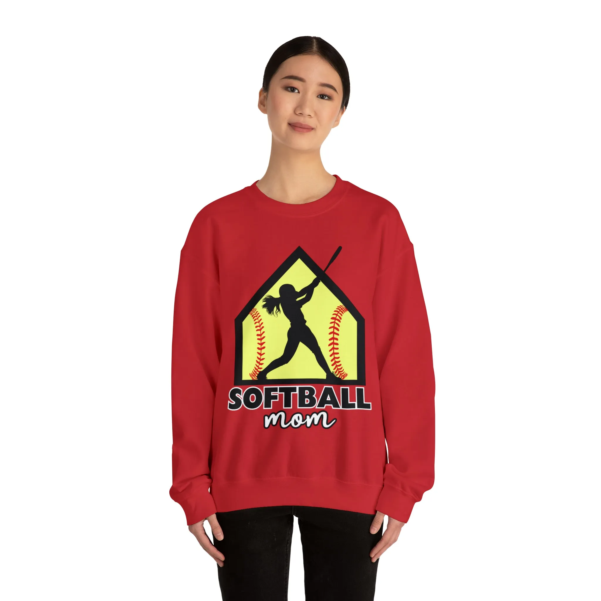 Softball Mom with base Crewneck Sweatshirt