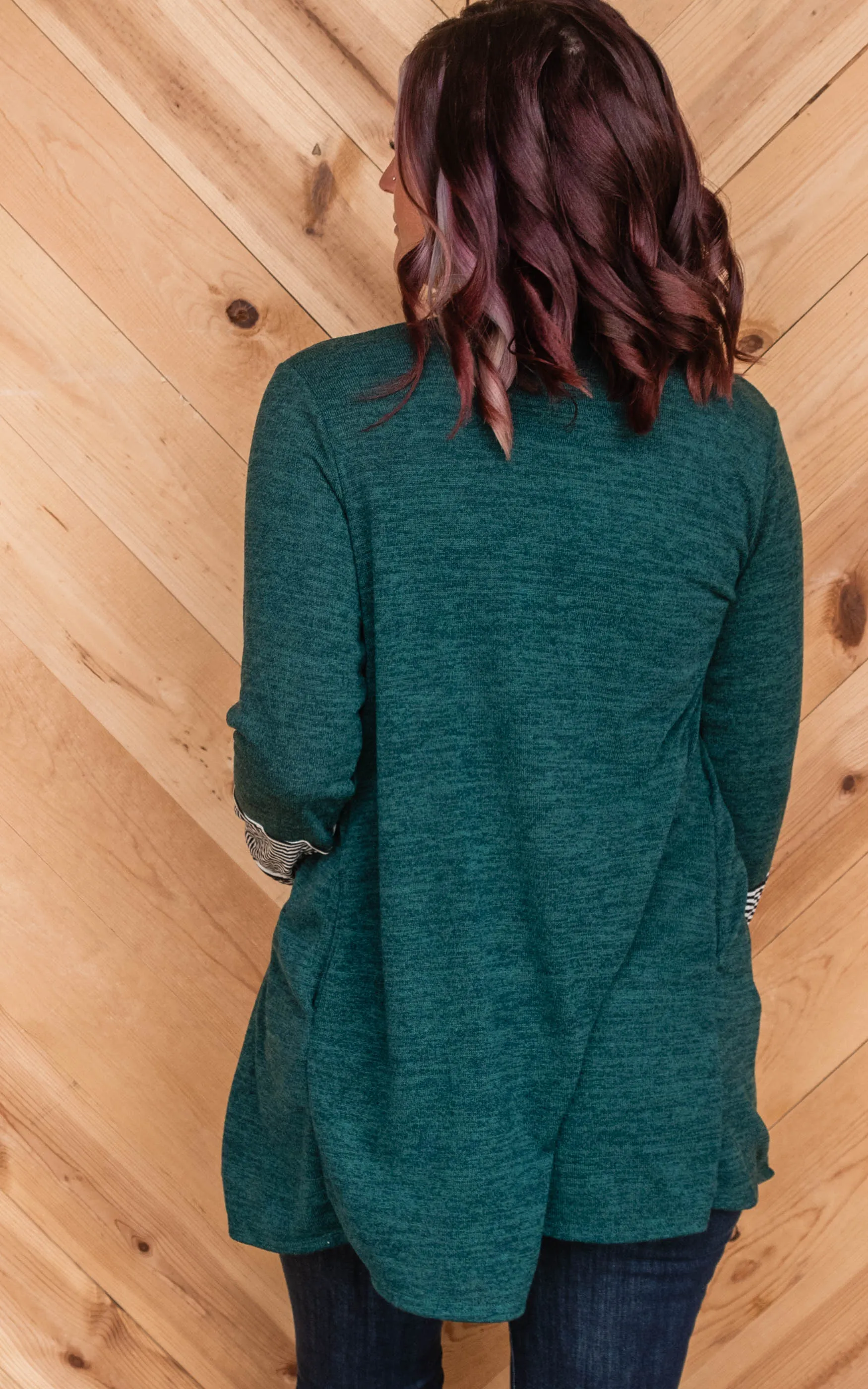 SOLID AND STRIPE OPEN CARDIGAN  | HEIMISH - Final Sale