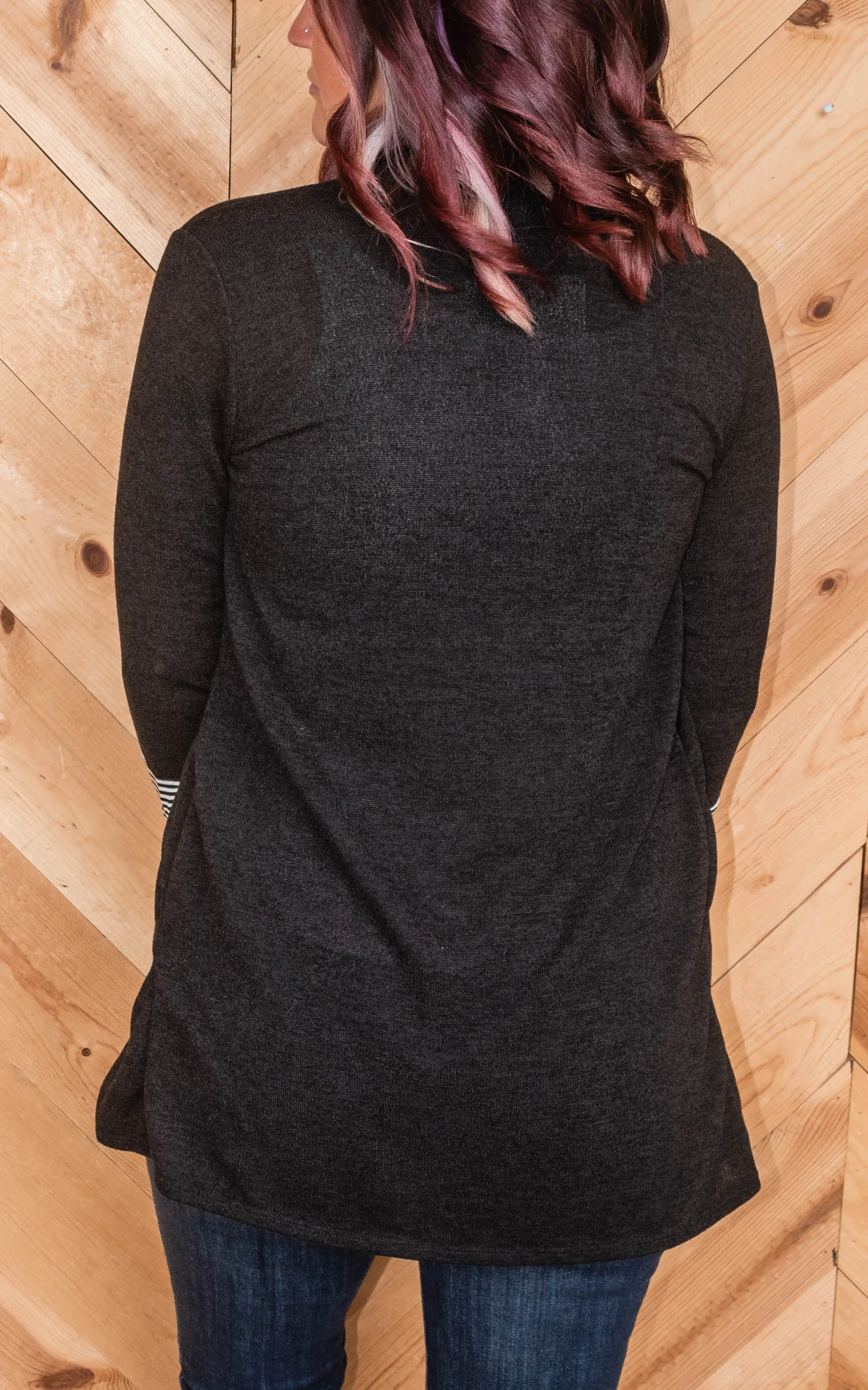 SOLID AND STRIPE OPEN CARDIGAN  | HEIMISH - Final Sale