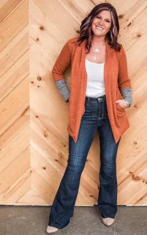 SOLID AND STRIPE OPEN CARDIGAN  | HEIMISH - Final Sale
