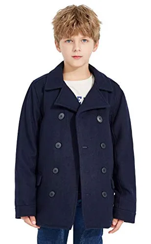 SOLOCOTE Boys' Double Breasted Pea Coat