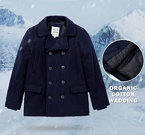 SOLOCOTE Boys' Double Breasted Pea Coat