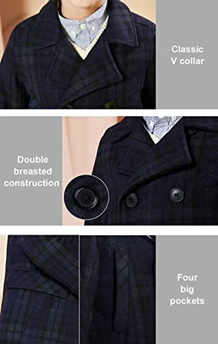 SOLOCOTE Boys' Double Breasted Pea Coat