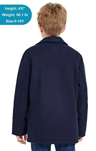 SOLOCOTE Boys' Double Breasted Pea Coat