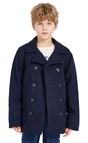 SOLOCOTE Boys' Double Breasted Pea Coat