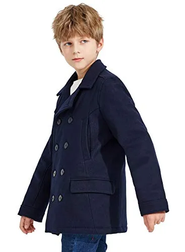 SOLOCOTE Boys' Double Breasted Pea Coat