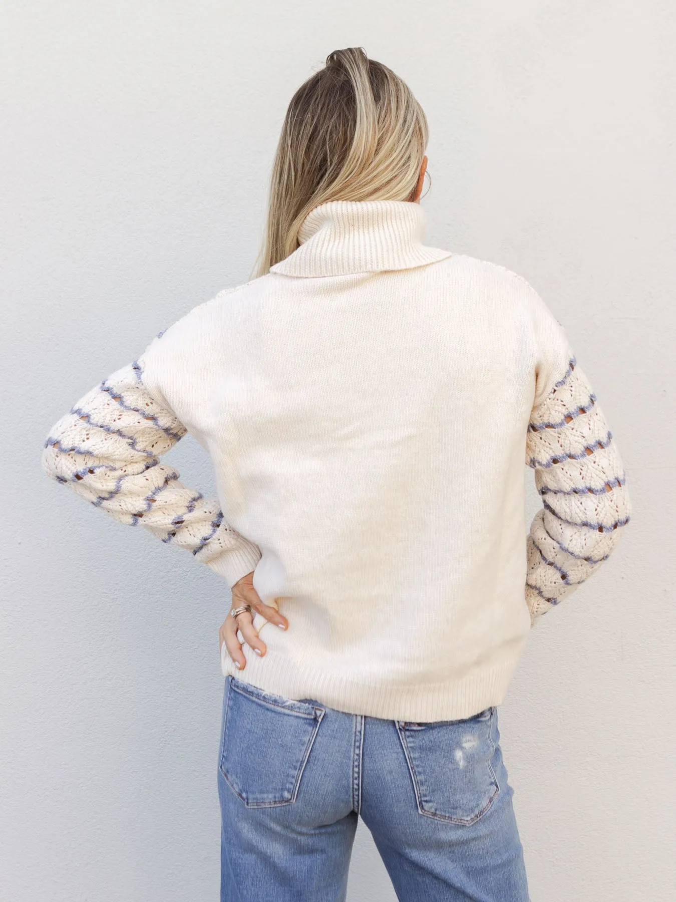 Still Deciding Striped Mock Neck Sweater