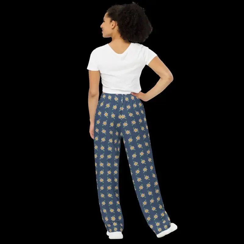 Stunning Navy Floral Wide Leg Pants for Bold Style