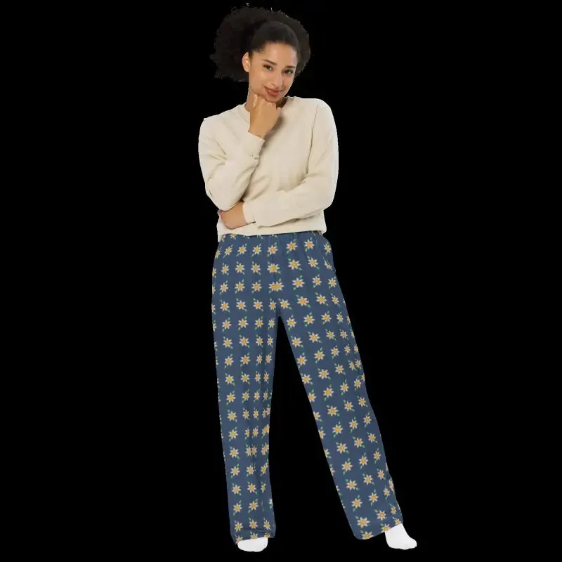 Stunning Navy Floral Wide Leg Pants for Bold Style