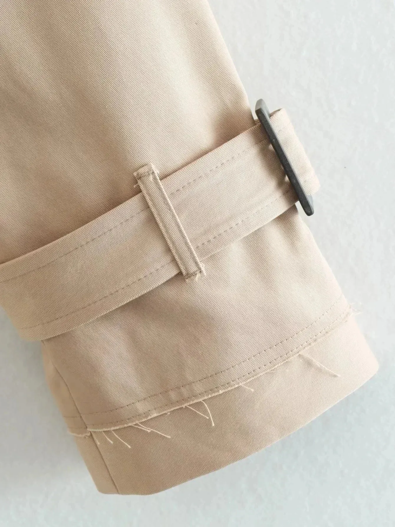 Stylish Beige Cropped Trench Coat for Ladies