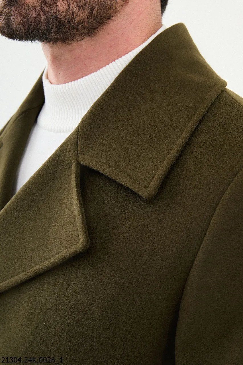 Stylish Olive Green Double-Breasted Pea coat