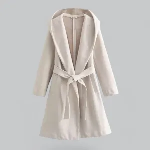 Stylish Women's Hooded Casual Trench Coat with Belt