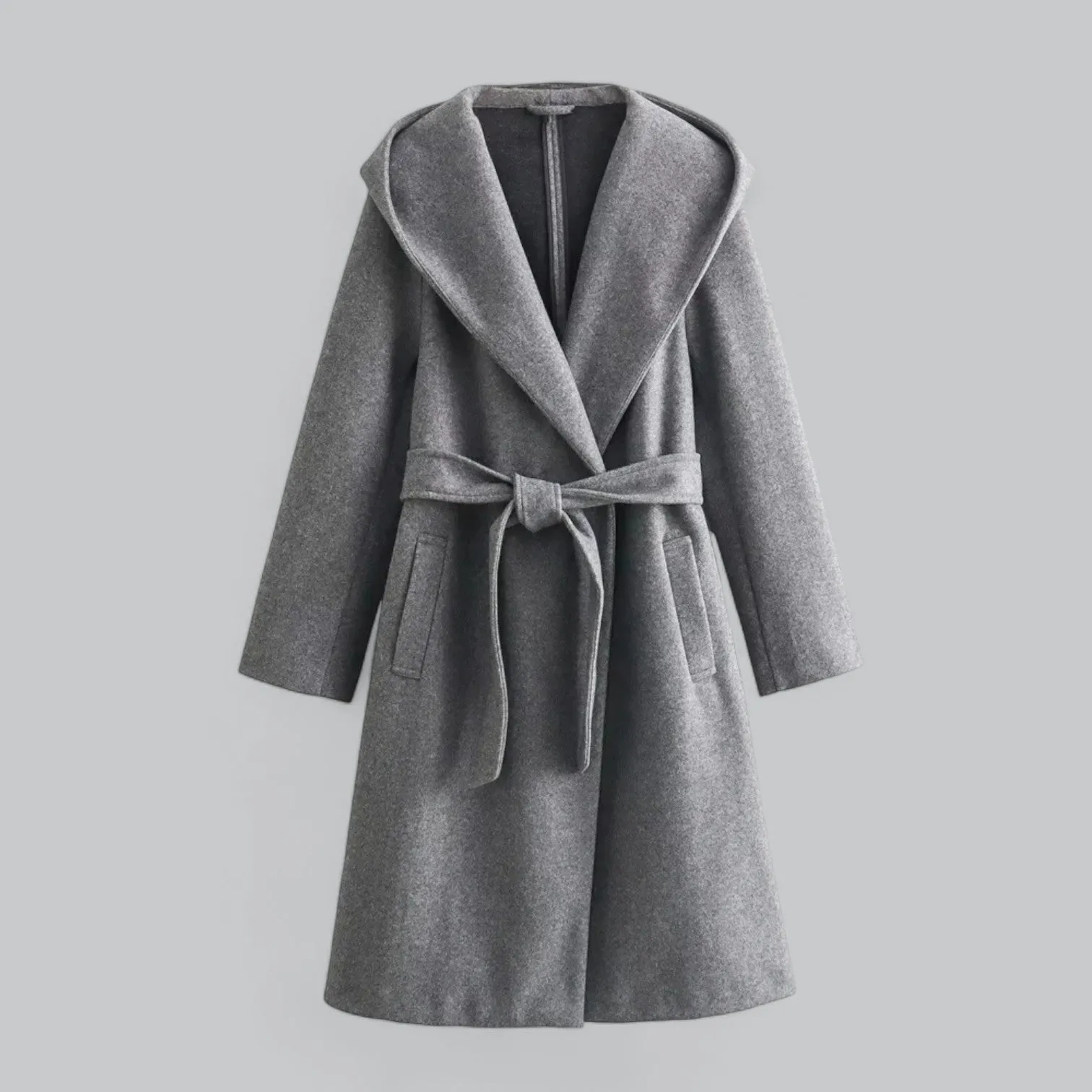 Stylish Women's Hooded Casual Trench Coat with Belt