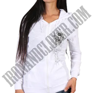 Sugar Skull Burn Out Slubby Hoodie