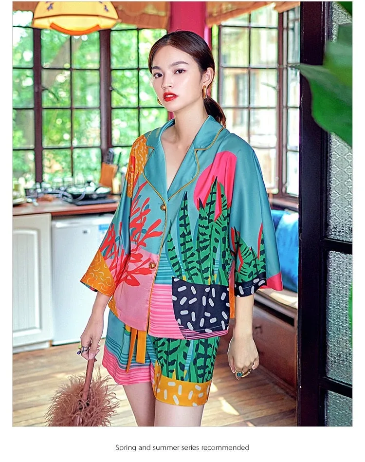 Summer Women Pajama Set Sleepwear