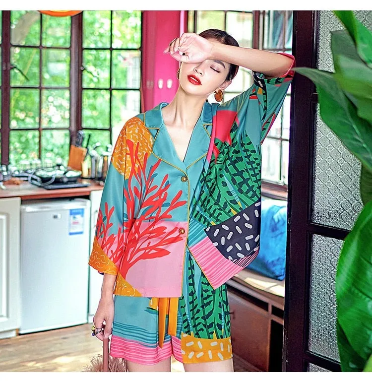 Summer Women Pajama Set Sleepwear