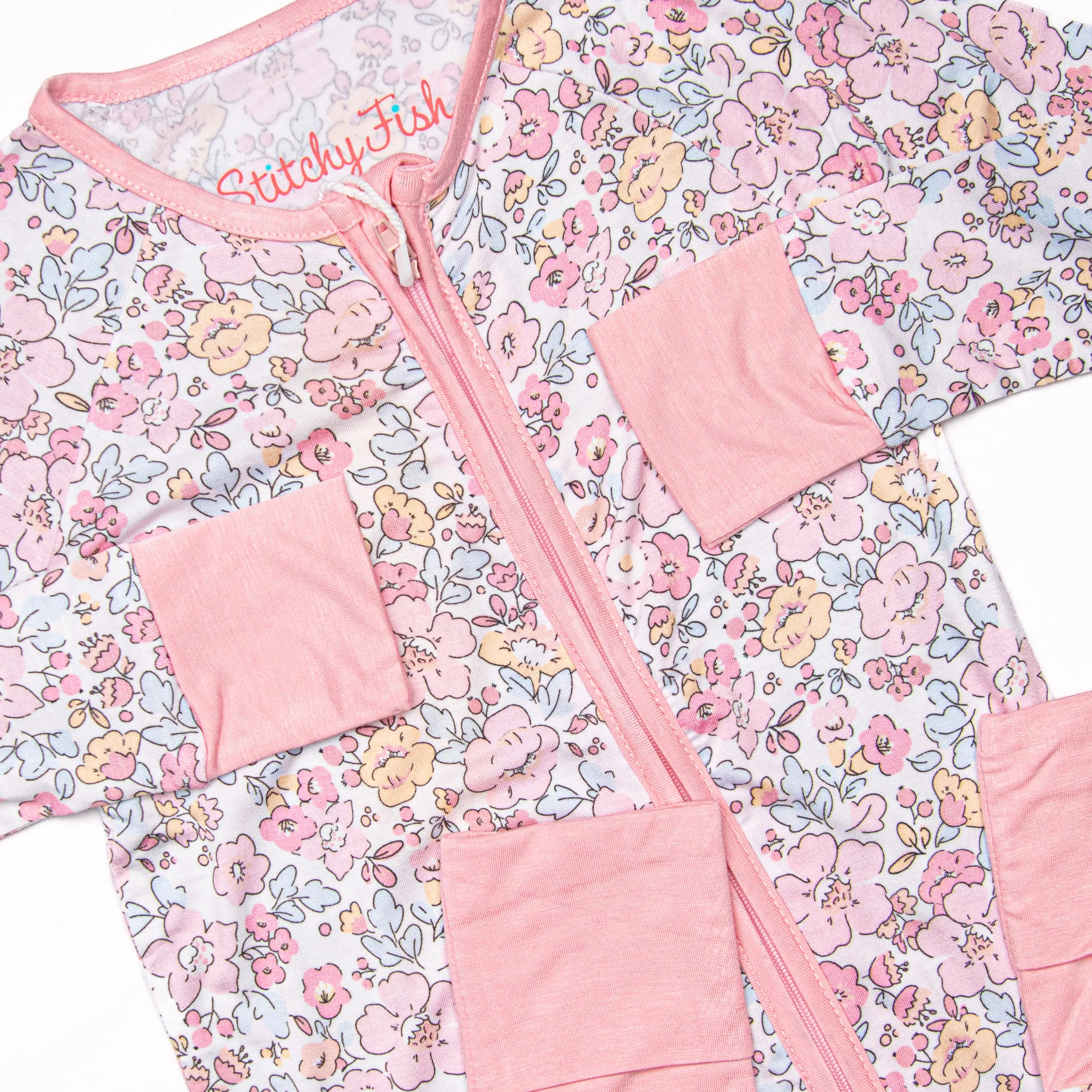 Sunset Florals Bamboo Zippy Pajama, Pink