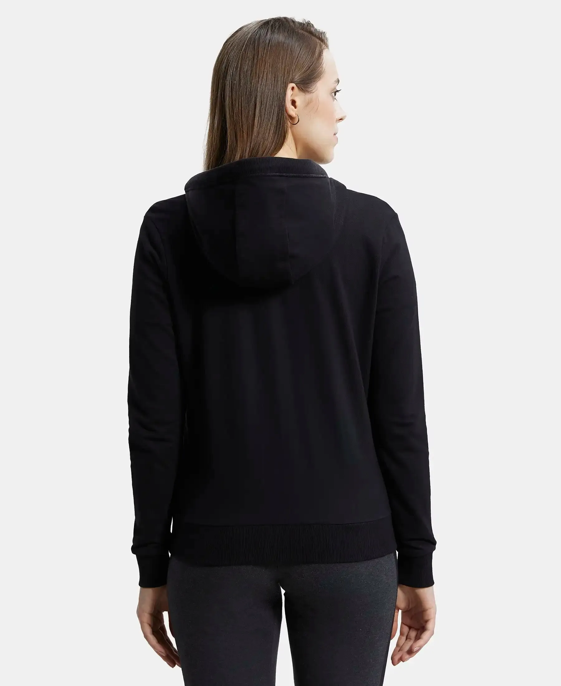 Super Combed Cotton French Terry Fabric Hoodie Jacket with Side Pockets - Black