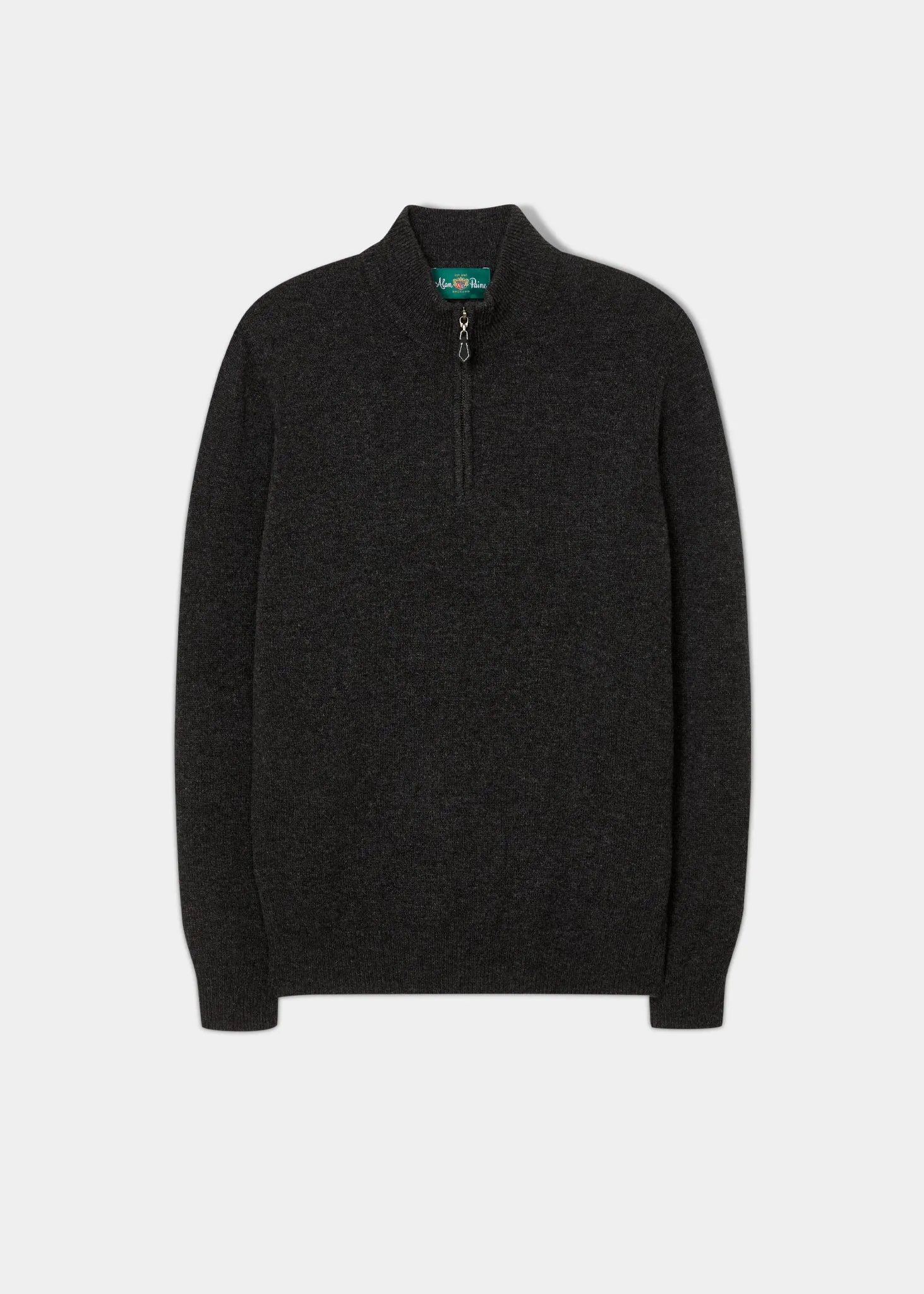 Sutherland Lambswool 1/4 Zip Jumper in Charcoal - Regular Fit