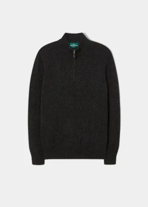 Sutherland Lambswool 1/4 Zip Jumper in Charcoal - Regular Fit
