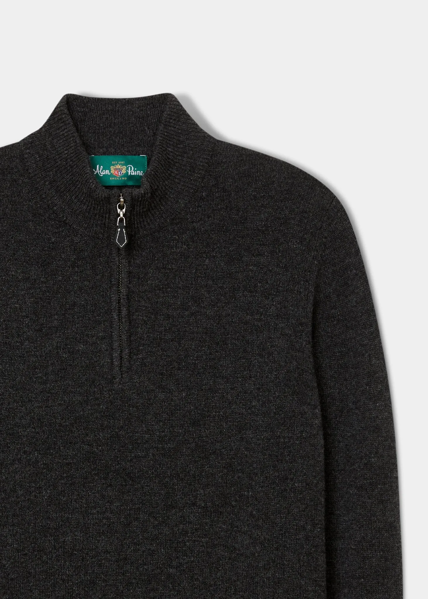 Sutherland Lambswool 1/4 Zip Jumper in Charcoal - Regular Fit