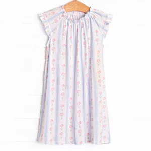 Sweet Pea Stripes Bamboo Night Gown, Blue