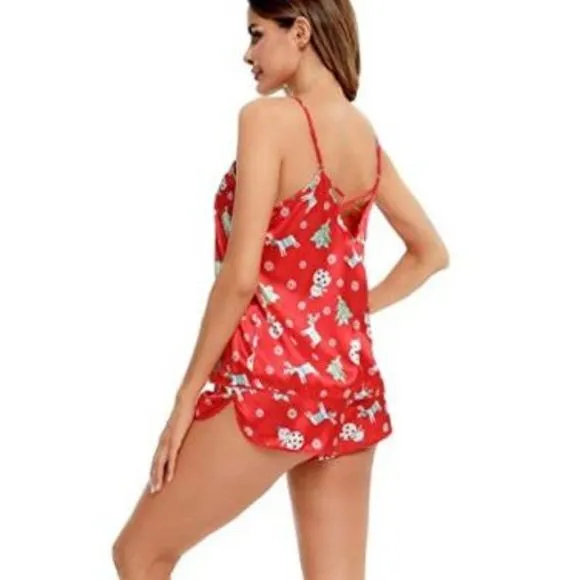 SWOMOG Womens V Neck Sexy Lingerie Silk Pajamas