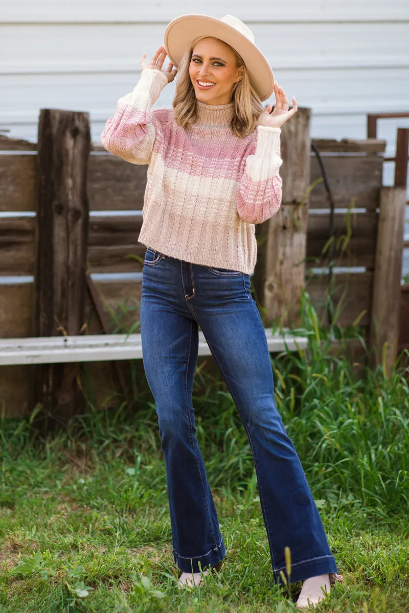 Tan and Blush Ombre Sweater