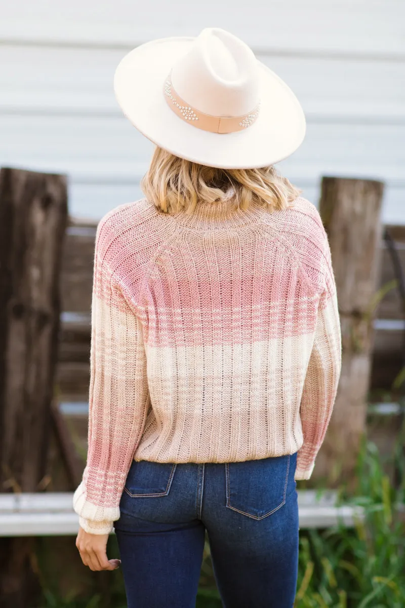 Tan and Blush Ombre Sweater