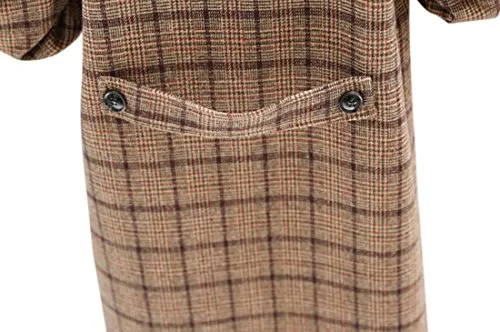 Tanming Women's Plaid Wool Blend Pea Coat