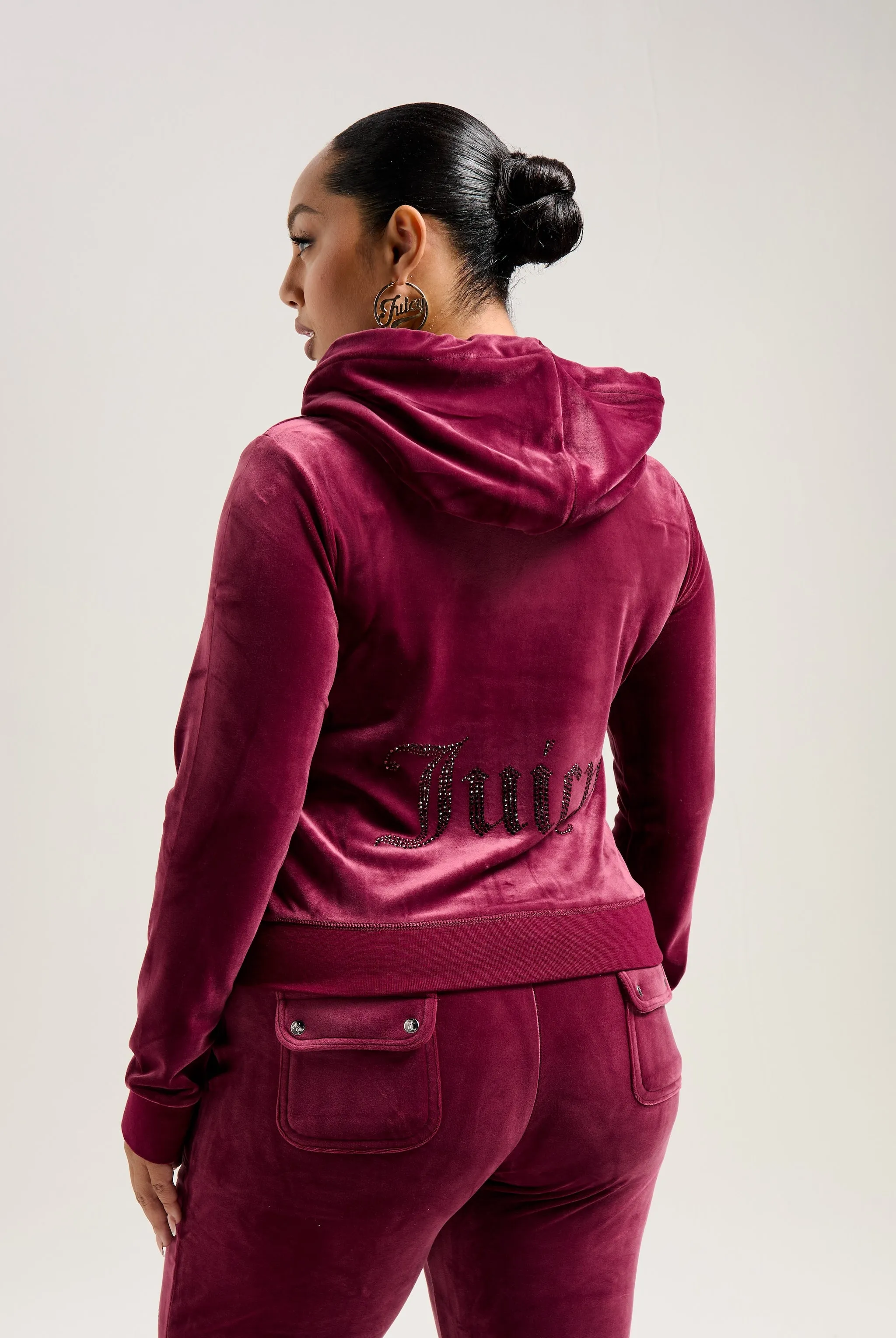 TAWNY PORT JEWELLED CLASSIC VELOUR ROBERTSON HOODIE