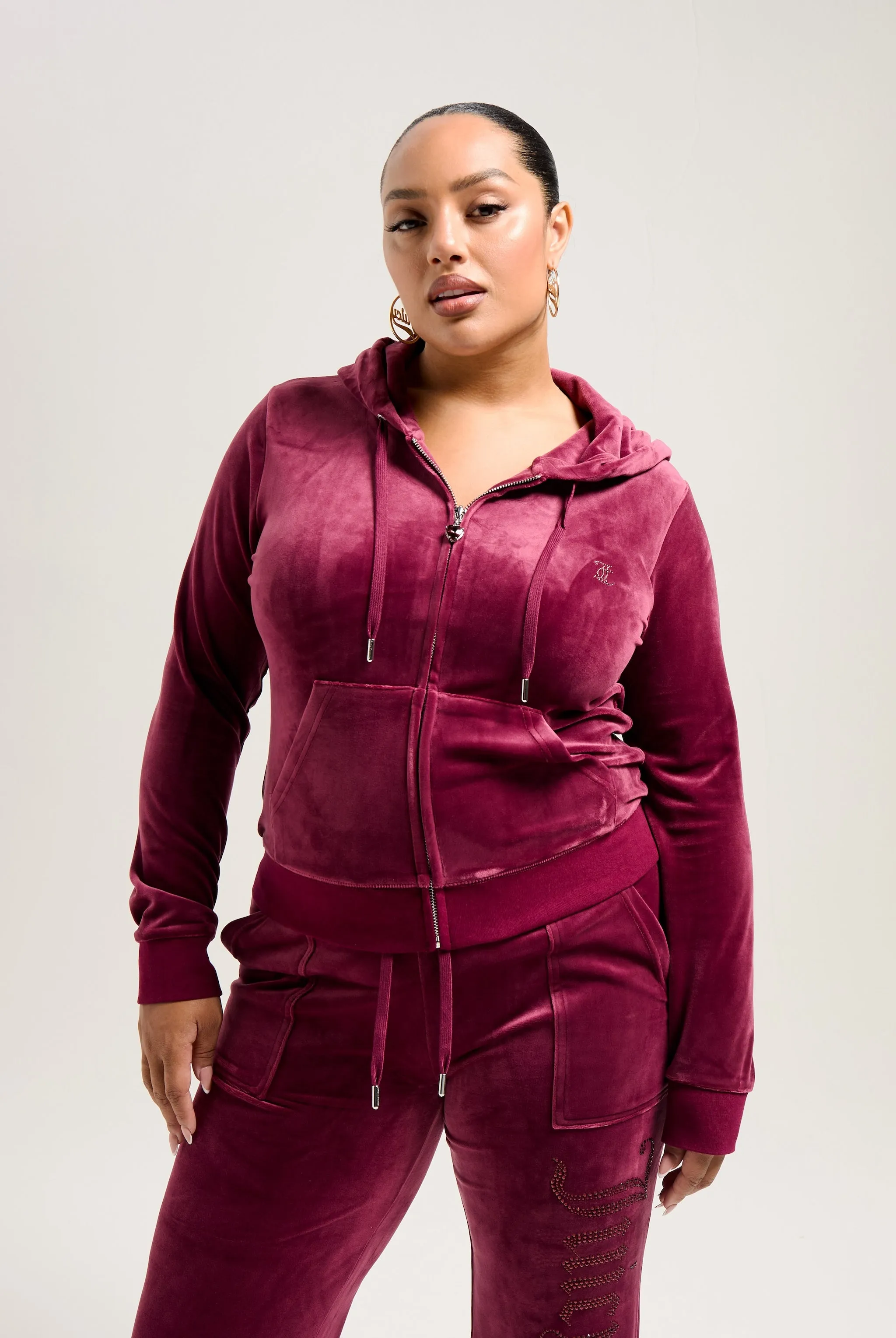 TAWNY PORT JEWELLED CLASSIC VELOUR ROBERTSON HOODIE