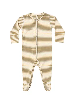 The Full Snap Footie by Quincy Mae - Gold Stripe