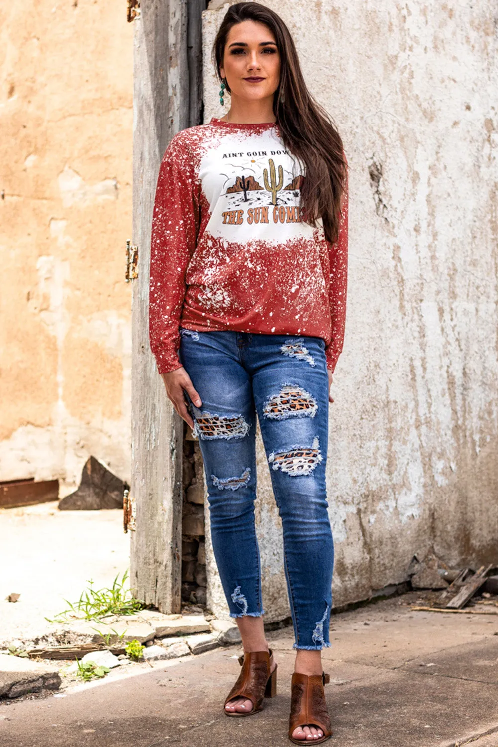 THE SUN COMES UP Graphic Tie-dye Sweatshirt